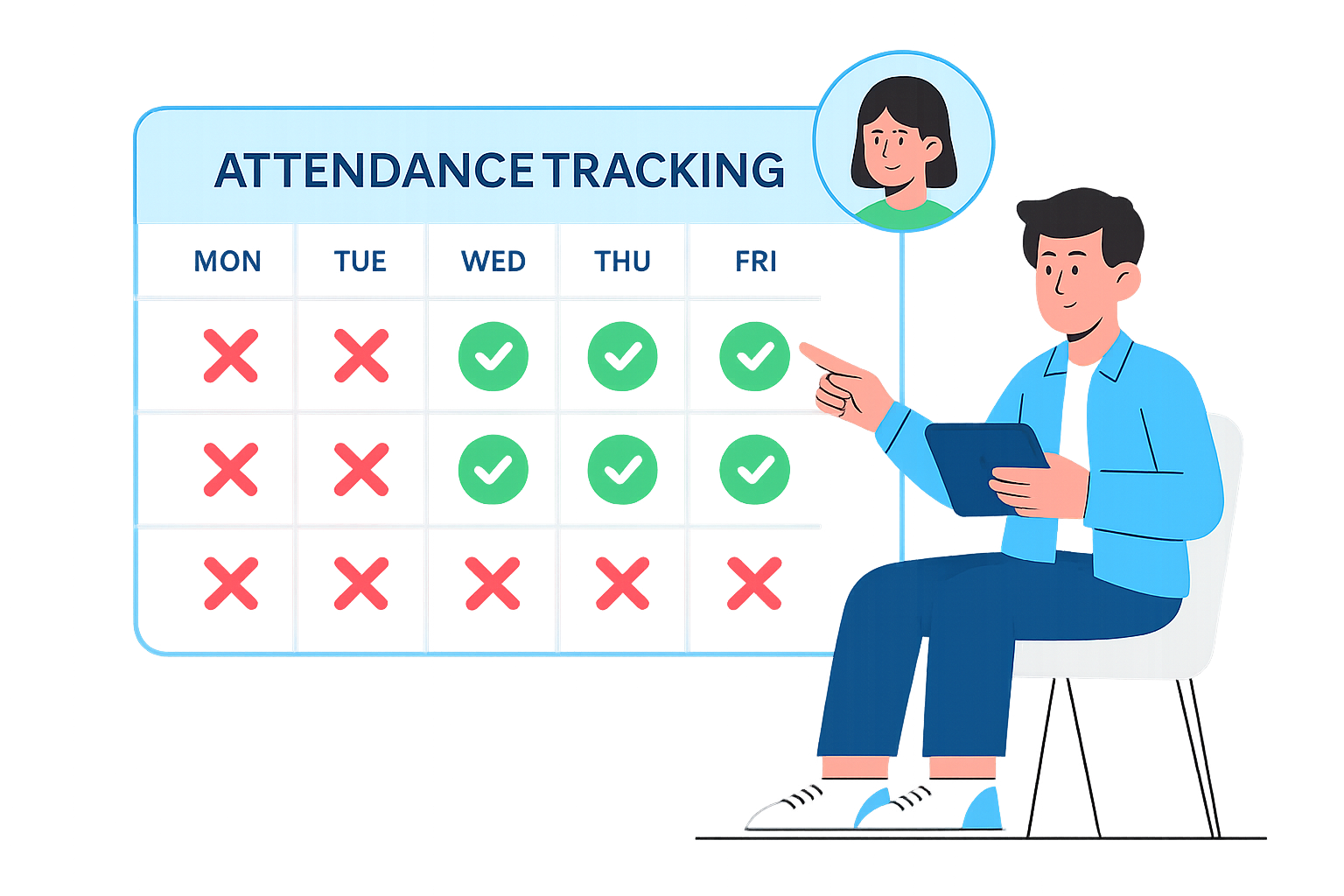 Scholift's one-tap attendance tracking interface on a mobile phone
